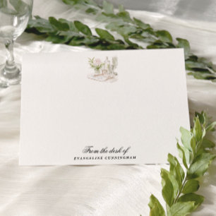 Elegant Watercolor Manor Garden Wedding Card