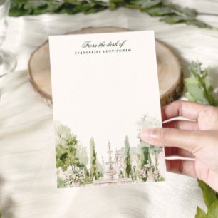 Elegant Watercolor Manor Garden Wedding Card