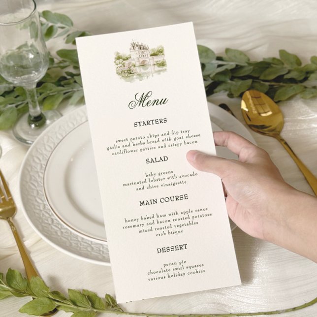 Elegant Watercolor Manor Garden Wedding Menu (Creator Uploaded)