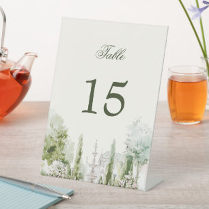 Elegant Watercolor Manor Garden Wedding Pedestal Sign
