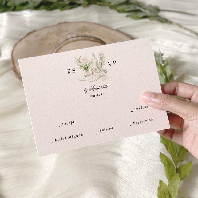 Elegant Watercolor Manor Garden Wedding RSVP Card (Creator Uploaded)
