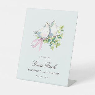 Elegant Watercolor Manor Rococo Wedding Guest Book Pedestal Sign