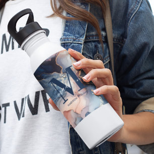 Elegant Watercolor Marble Agate Abstract Monogram 710 Ml Water Bottle