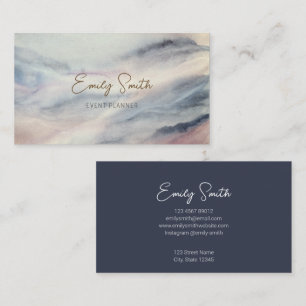 Elegant Watercolor Marble and Dark Grey at Back Business Card