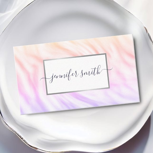 Elegant Watercolor Marble With Frame Chic Pretty Business Card (Creator Uploaded)