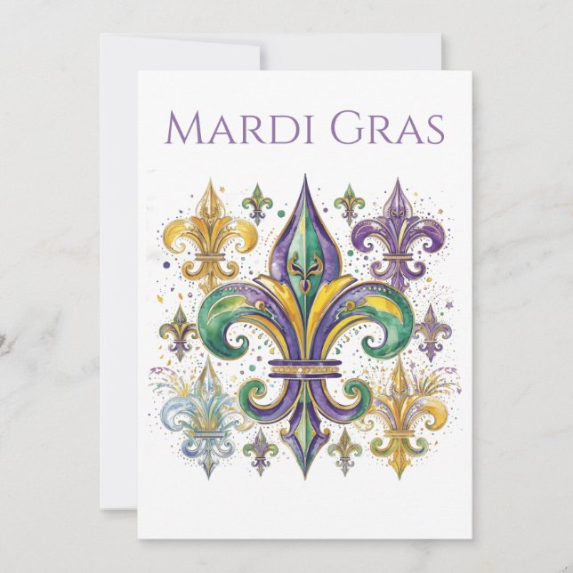 Elegant Watercolor Mardi Gras  Invitation (Front)