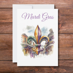 Elegant Watercolor Mardi Gras  Invitation