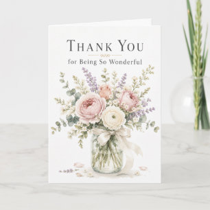 Elegant Watercolor Mason Jar Thank You Card