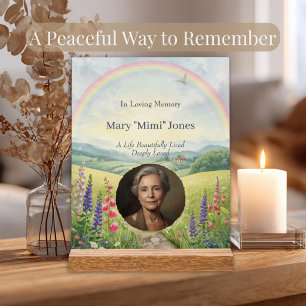 Elegant Watercolor Memorial Custom Photo & Text Acrylic Sign