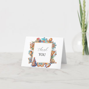 Elegant Watercolor Merry Christmas Baby Shower Tha Thank You Card