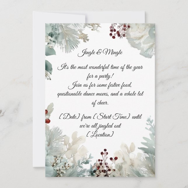 Elegant Watercolor Merry Christmas Holiday Party  (Front)