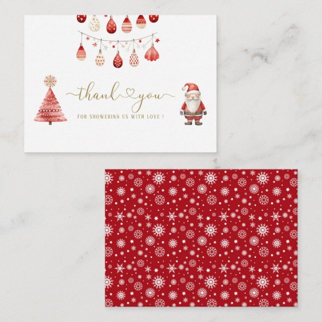 Elegant  Watercolor Merry Christmas thank you baby Card (Front/Back)