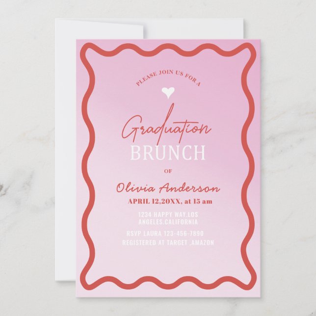 Elegant watercolor minimalist graduation brunch pi invitation (Front)
