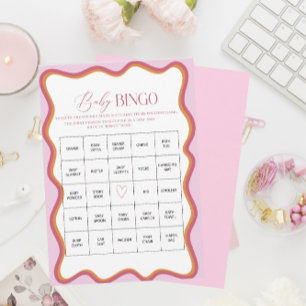 Elegant Watercolor Minimalist Wavy hot pink orange Holiday Card