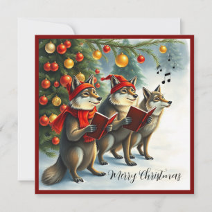 Elegant Watercolor Modern Forest Merry Christmas Holiday Card