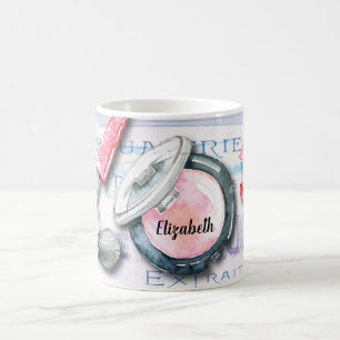 Elegant Watercolor Monogram Beauty Cosmetics Style Coffee Mug