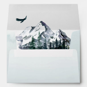 Elegant Watercolor Mountains Forest 5x7 card Envelope