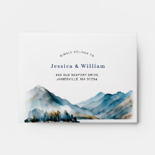 Elegant Watercolor Mountains Forest for RSVP card Envelope