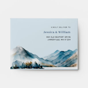 Elegant Watercolor Mountains Forest for RSVP card Envelope