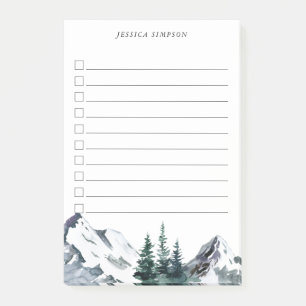 Elegant Watercolor Mountains Forest To-Do List  Post-it Notes