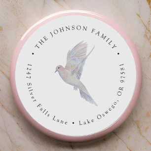Elegant Watercolor Mourning Dove Return Address Classic Round Sticker