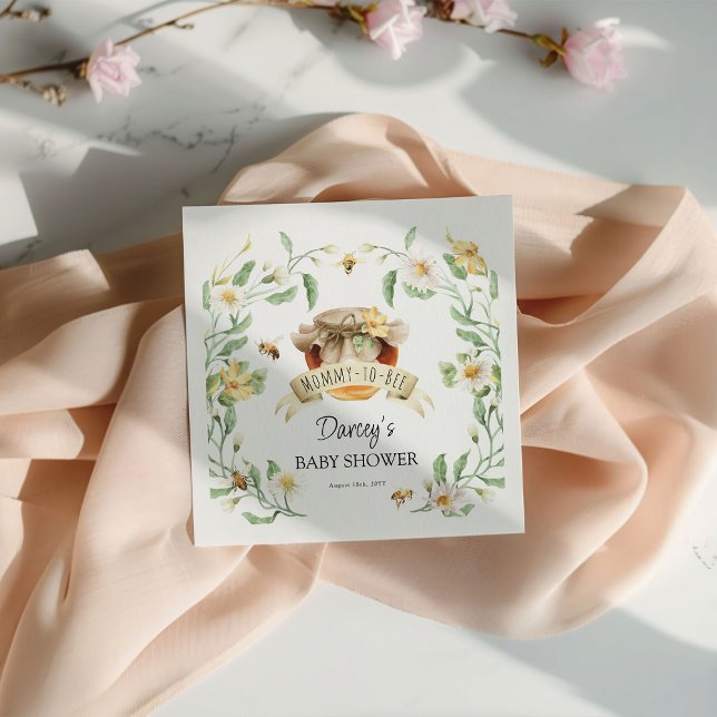 Elegant Watercolor Mummy-to-Bee Honey Baby Shower Napkin (Creator Uploaded)