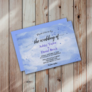 Elegant Watercolor Navy Blue Classy Rustic Wedding Invitation