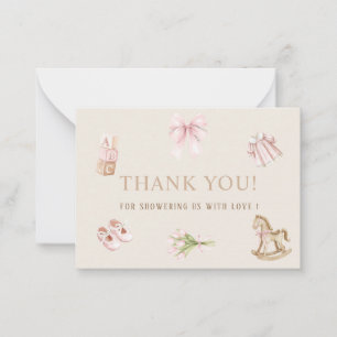 Elegant Watercolor Nursery Girl Beige  Pink Toys   Card