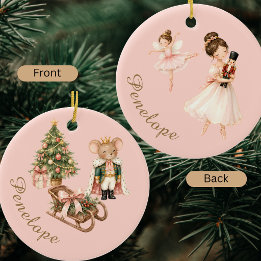 Elegant Watercolor Nutcracker Ballerina Ballet Ceramic Tree Decoration