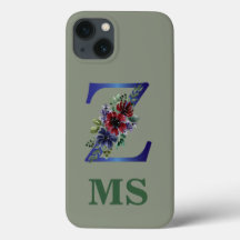 elegant watercolor of a Red & blue floral bouquet