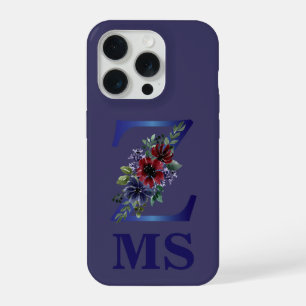 elegant watercolor of a Red & blue floral bouquet iPhone 15 Pro Case