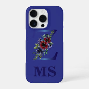elegant watercolor of a Red & blue floral bouquet iPhone 16 Pro Case
