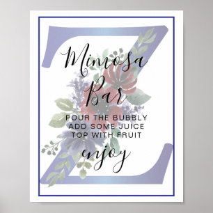 elegant watercolor of a Red & blue floral bouquet Poster
