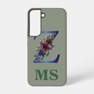 elegant watercolor of a Red & blue floral bouquet Samsung Galaxy Case