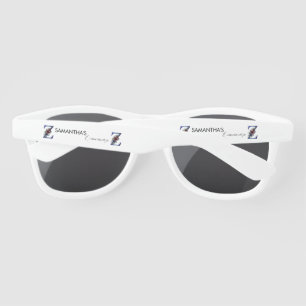 elegant watercolor of a Red & blue floral bouquet Sunglasses