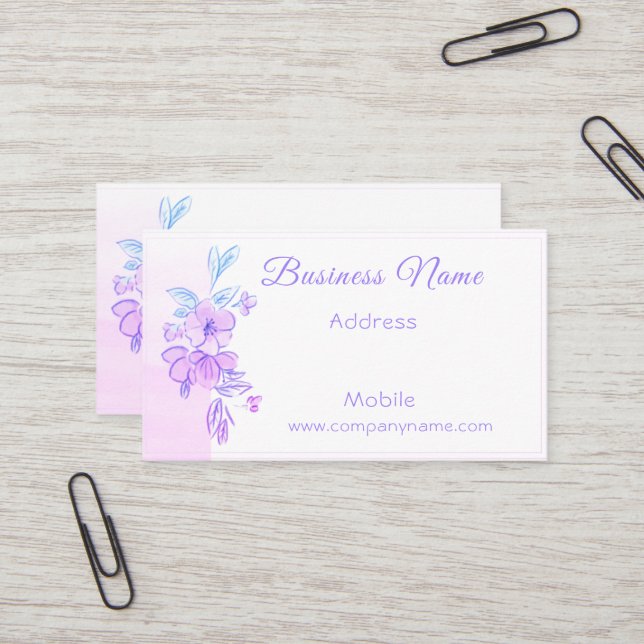 Elegant watercolor of Pink Hibiscus flowers Business Card (Front/Back In Situ)