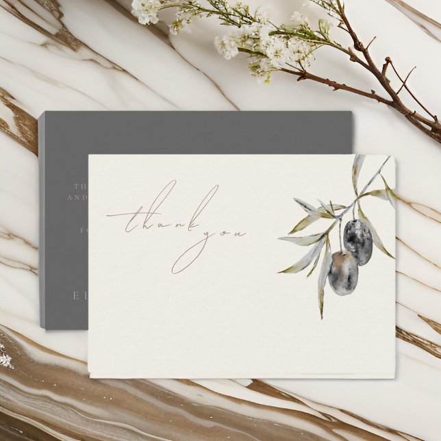 Elegant Watercolor Olive Branch Memorial Thank You Card (Creator Uploaded)
