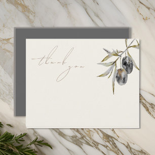Elegant Watercolor Olive Branch Thank You Card