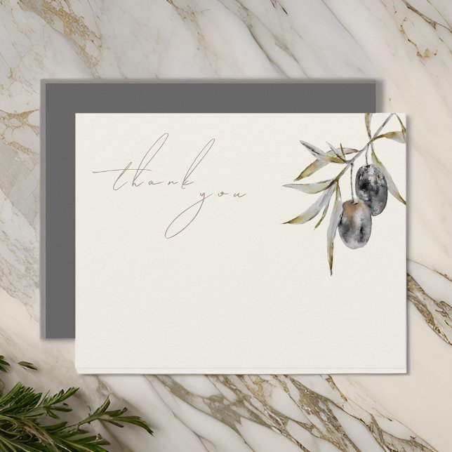 Elegant Watercolor Olive Branch Thank You Card (Creator Uploaded)
