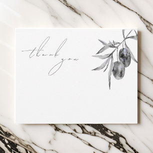 Elegant Watercolor Olive Branch Thank You Card