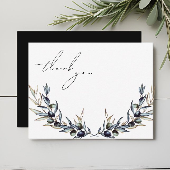 Elegant Watercolor Olive Branch Thank You Card (Creator Uploaded)