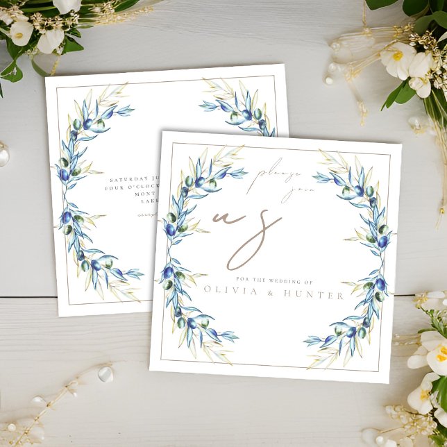 Elegant Watercolor Olive Branch Wedding Invitation (Creator Uploaded)