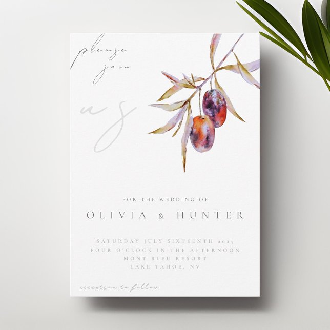 Elegant Watercolor Olive Branch Wedding Invitation (Creator Uploaded)