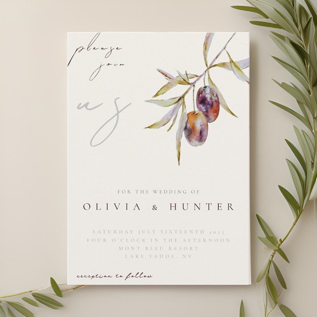 Elegant Watercolor Olive Branch Wedding Invitation (Creator Uploaded)