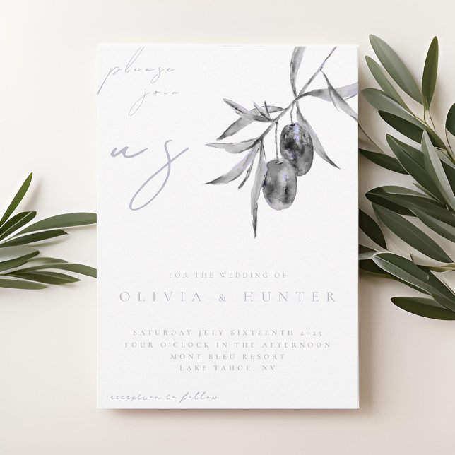 Elegant Watercolor Olive Branch Wedding Invitation (Creator Uploaded)