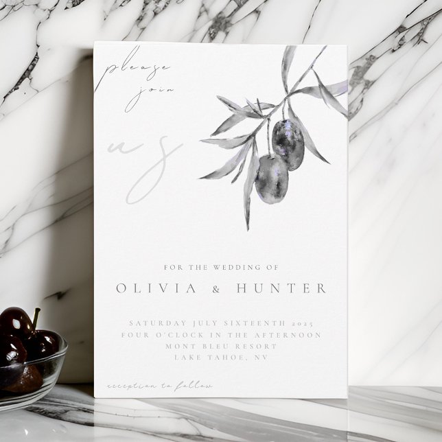 Elegant Watercolor Olive Branch Wedding Invitation (Creator Uploaded)