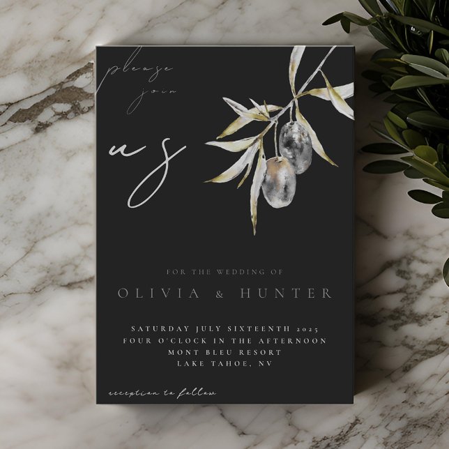 Elegant Watercolor Olive Branch Wedding Invitation (Creator Uploaded)