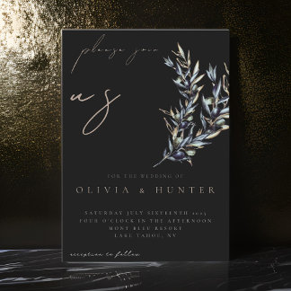 Elegant Watercolor Olive Branch Wedding Invitation