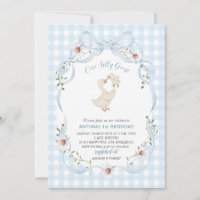 Elegant Watercolor One 1st Birthday silly goose G