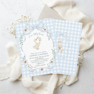 Elegant Watercolor One 1st Birthday silly goose G Invitation